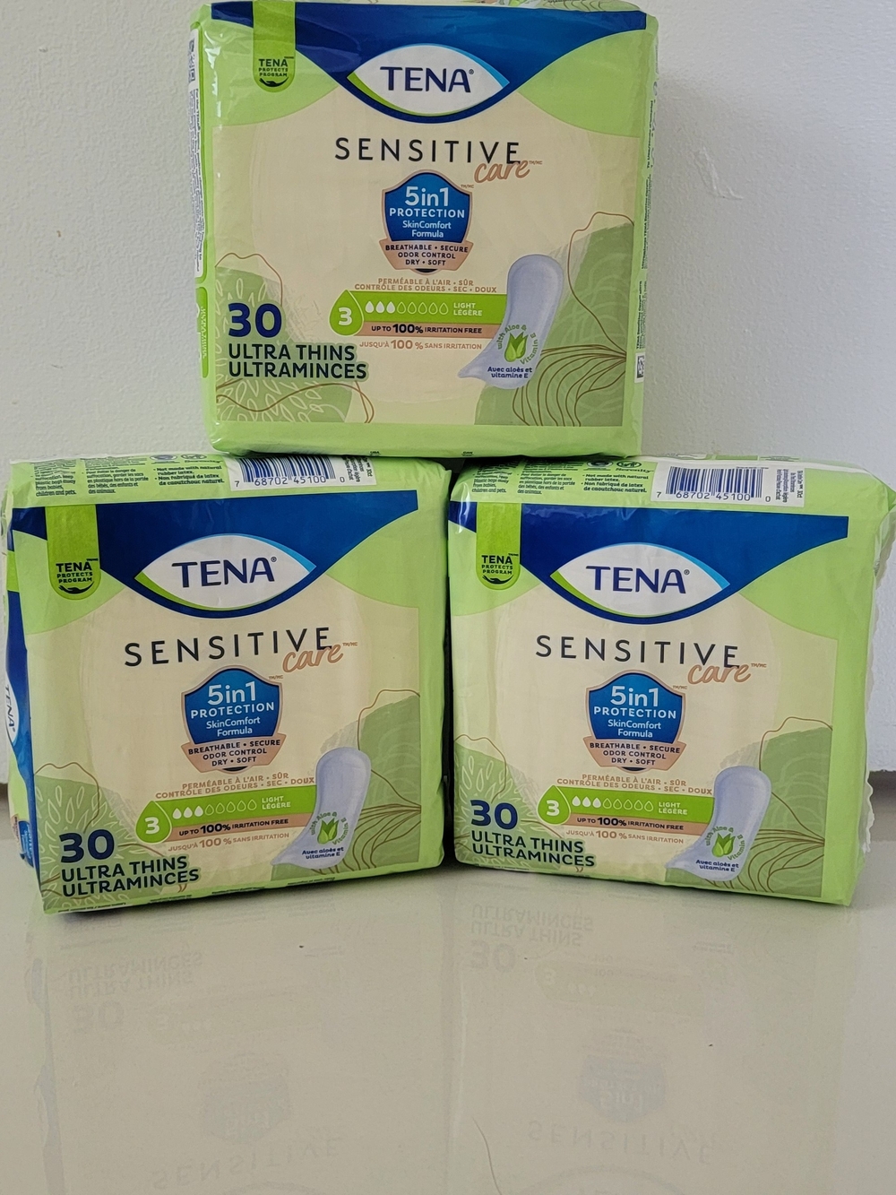 Sensitive Care Ultra Thin Pads - Light Green, 3 Packs